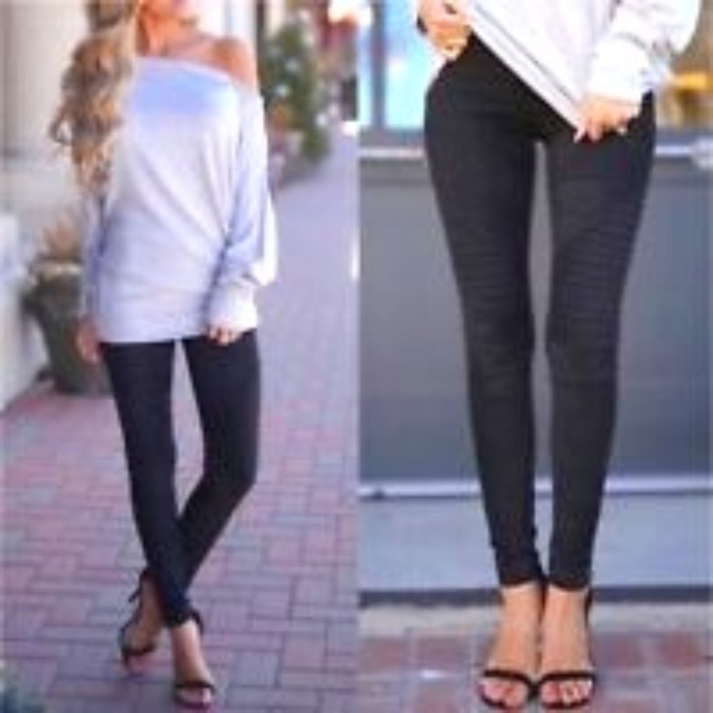 Gray Suede Moto Leggings